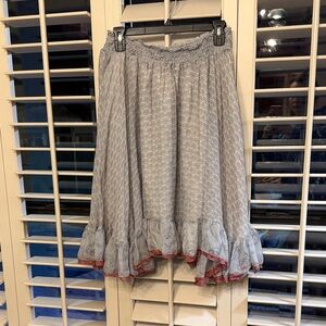 Anthropologie Gray A-Line Skirt with Red Trim